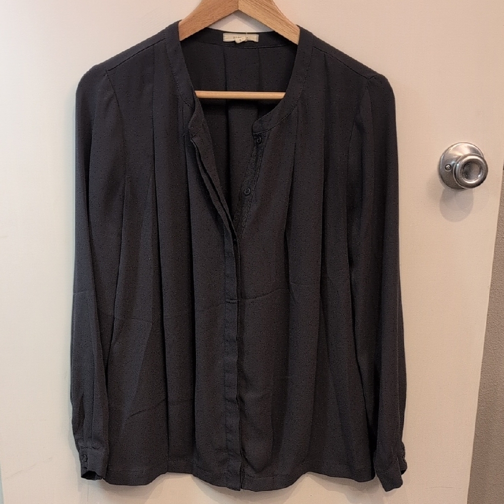 Dark Gray Button-Up Blouse